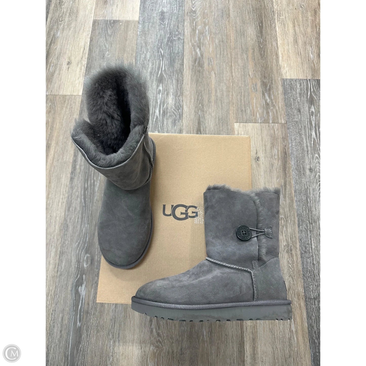 Boots Designer By Ugg In Grey, Size: 9