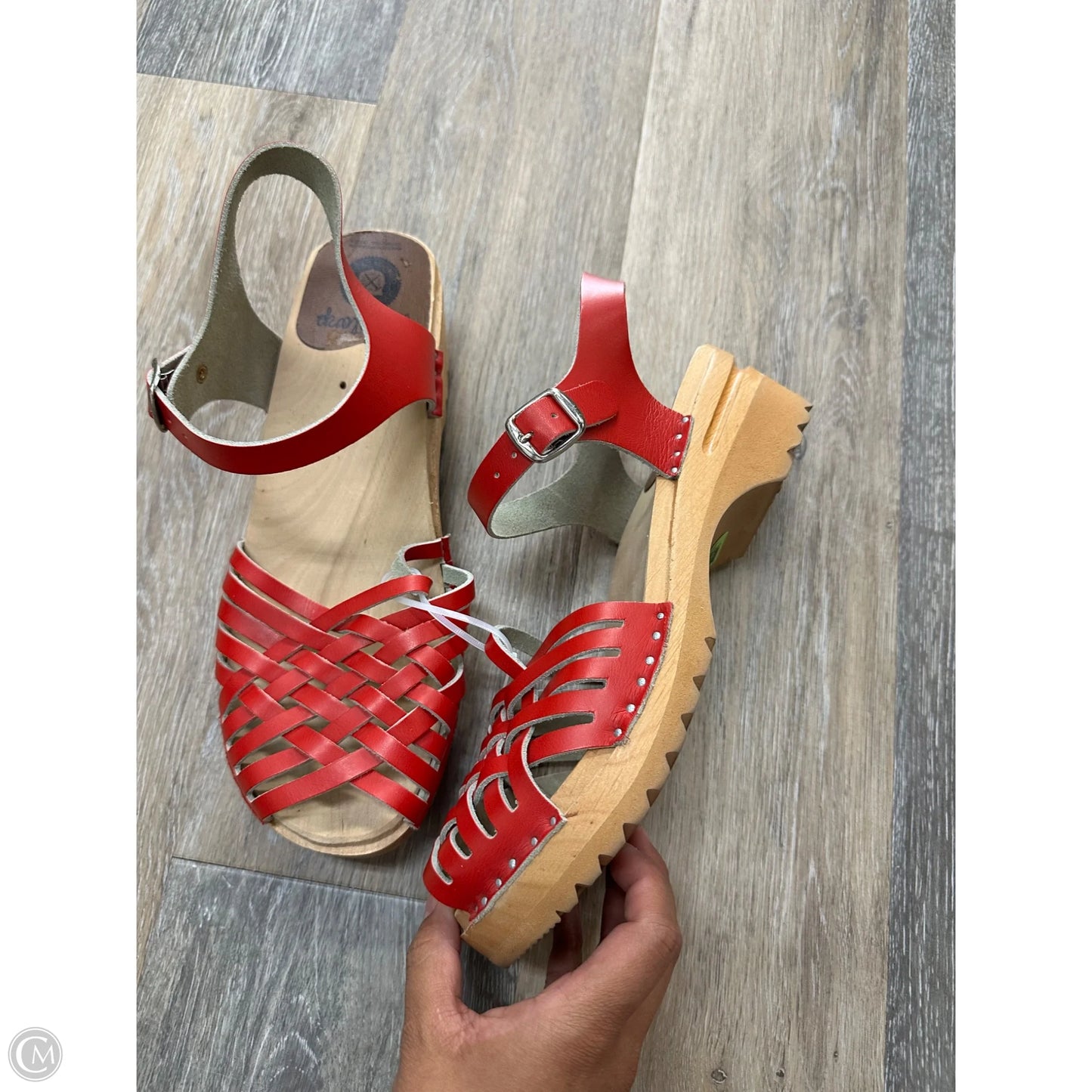 Sandals Heels Block By Troentorps In Red & Tan, Size: 10