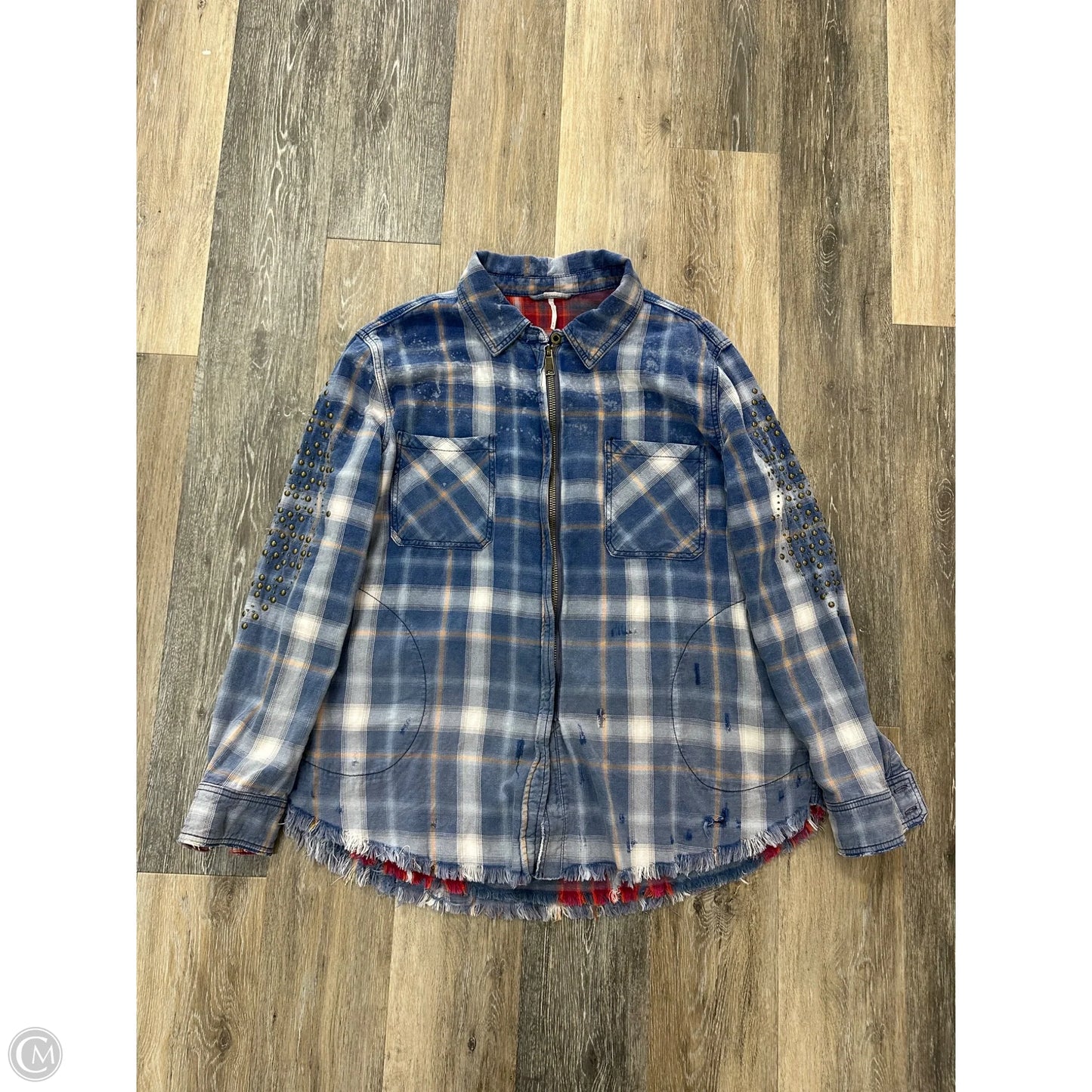 Jacket Shirt By Free People In Plaid Pattern, Size: M