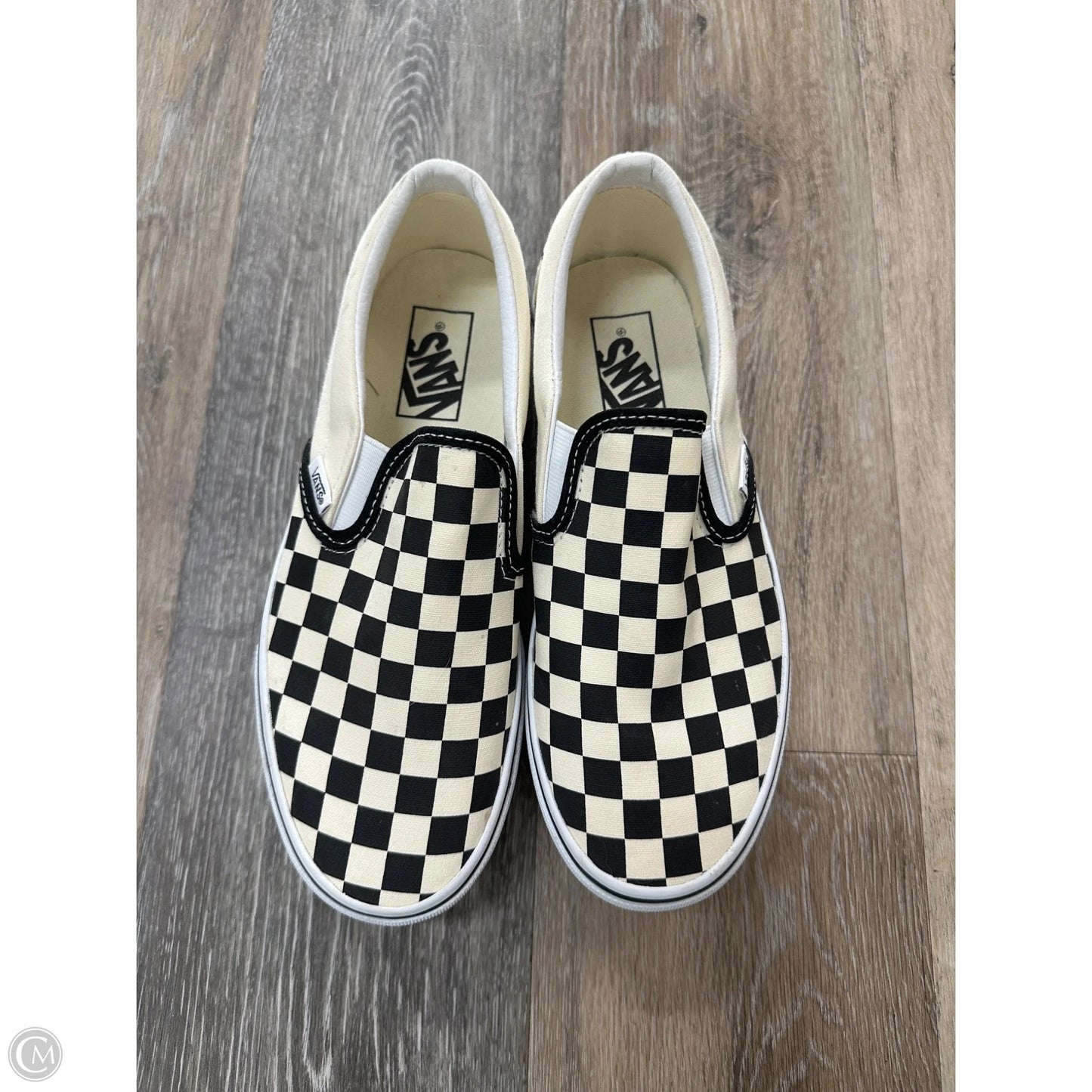 Shoes Flats By Vans In Black & Cream, Size: 8