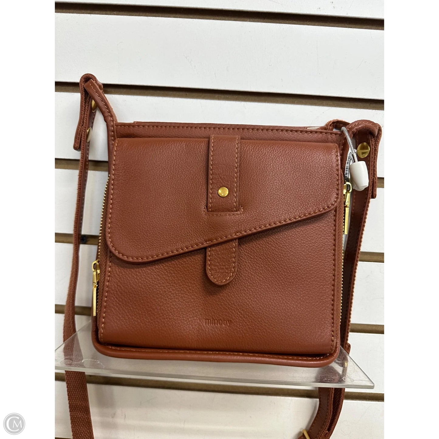 -Handbag Leather By Minooy, Size: Medium