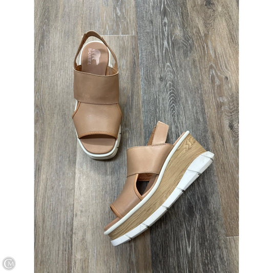 Sandals Heels Wedge By Sorel In Tan, Size: 8