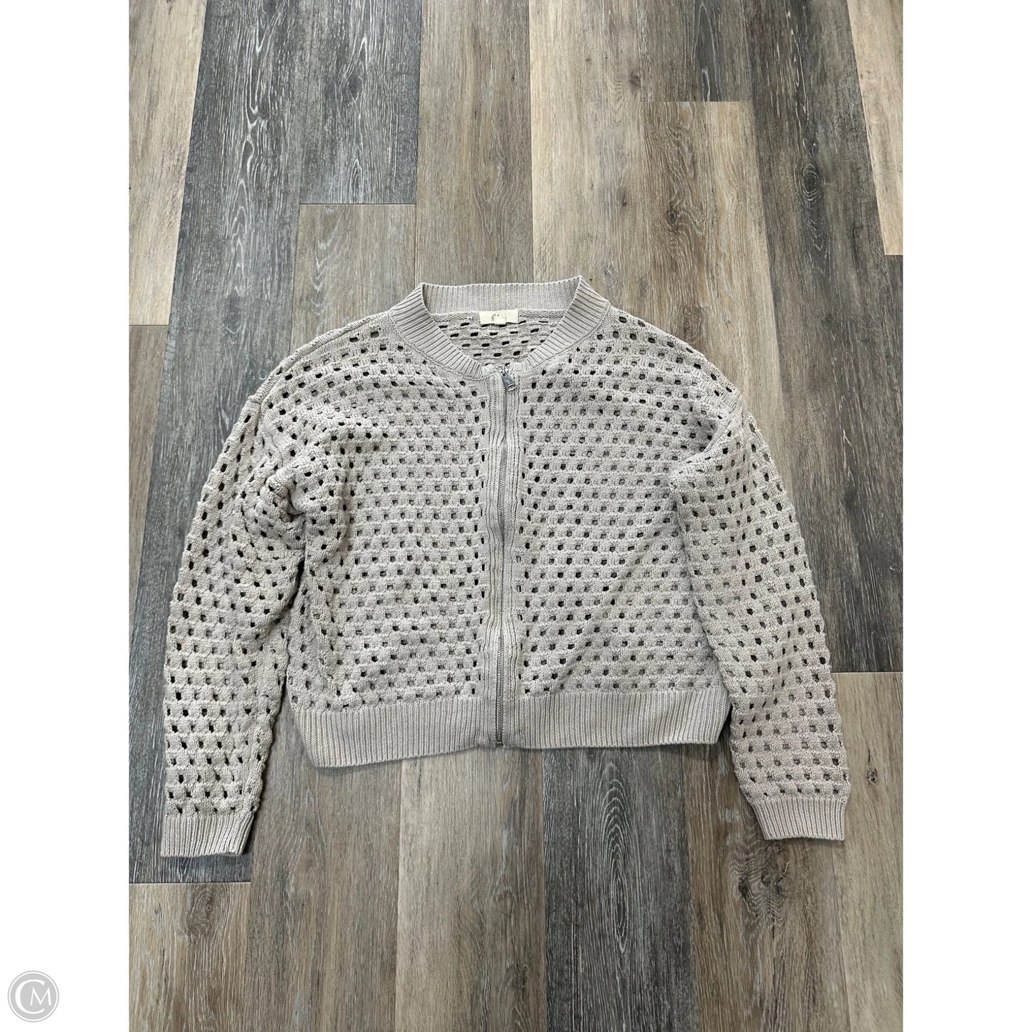 Sweater Cardigan By Elan In Taupe, Size: L