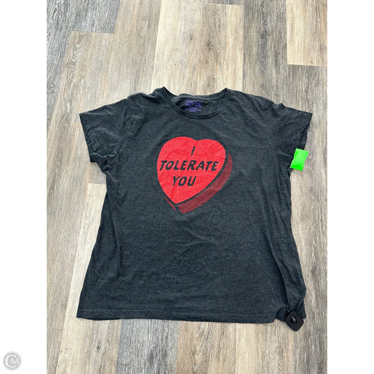 Top Short Sleeve By Crazy Dog In Grey, Size: 2x