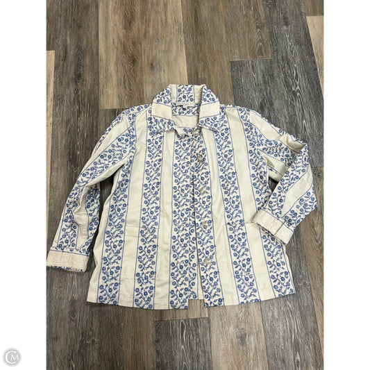 Jacket Shirt By Loft In Blue & Cream, Size: Xs