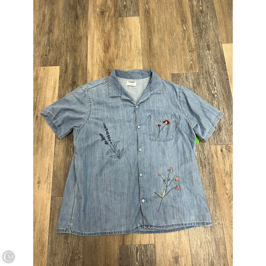 Blouse Short Sleeve By Old Navy In Blue, Size: Xxl