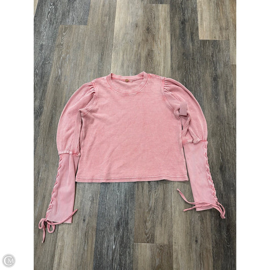 Top Long Sleeve By Free People In Pink, Size: S