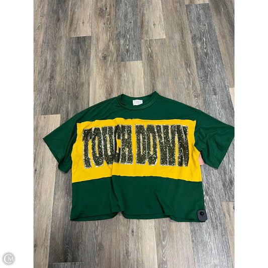 Top Short Sleeve By Fantastic Fawn In Green & Yellow, Size: S