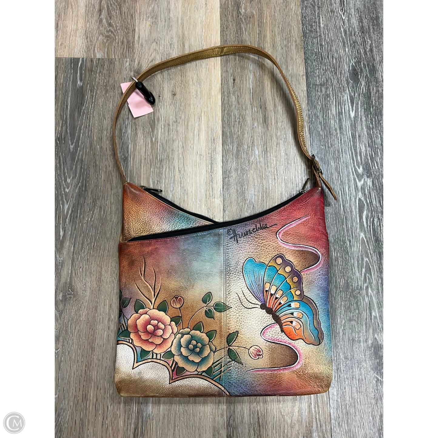 Handbag Leather By Anuschka, Size: Medium