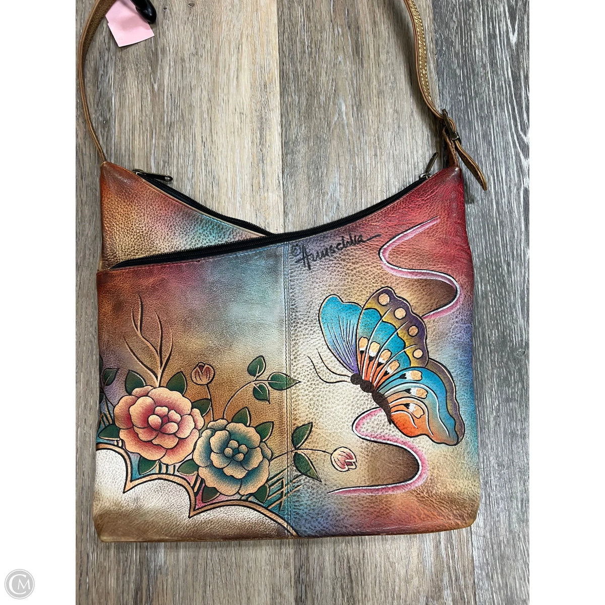 Handbag Leather By Anuschka, Size: Medium