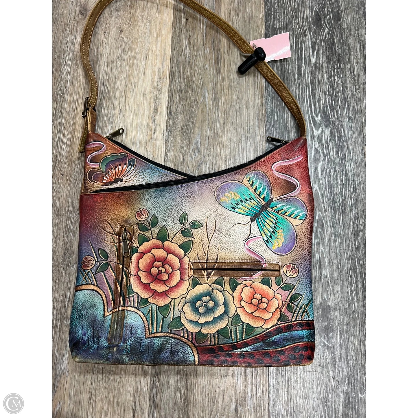 Handbag Leather By Anuschka, Size: Medium