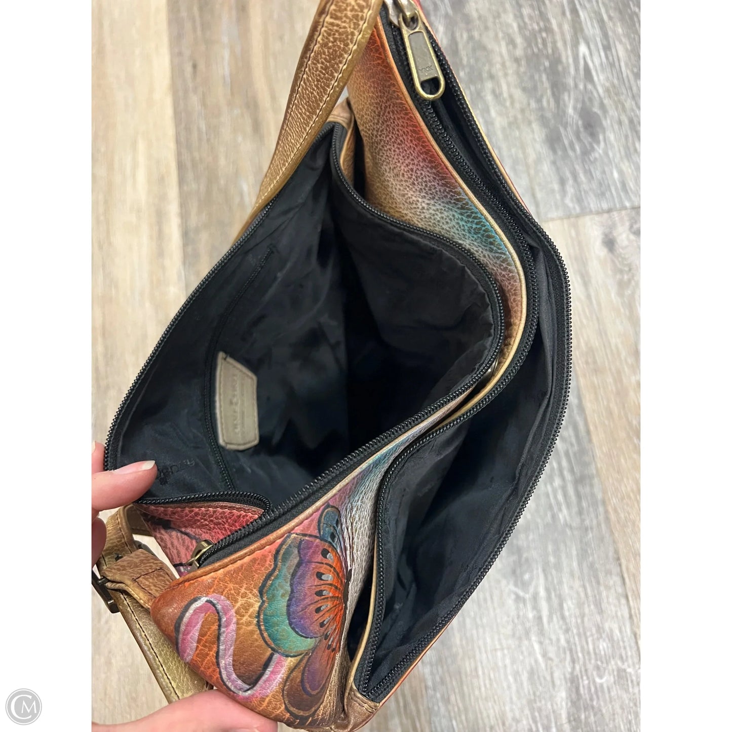 Handbag Leather By Anuschka, Size: Medium