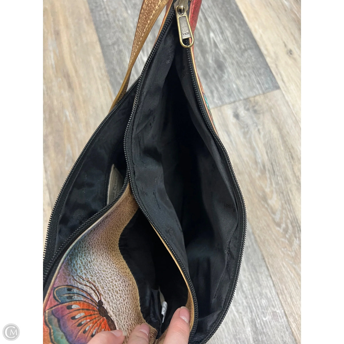 Handbag Leather By Anuschka, Size: Medium