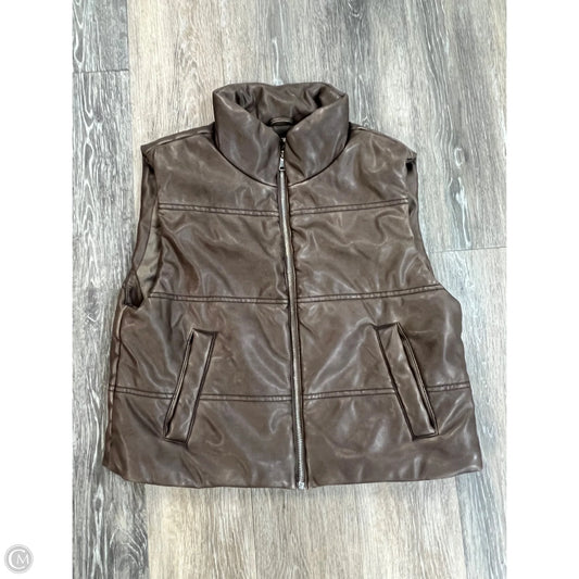 Vest Puffer & Quilted By Be Cool In Brown, Size: L