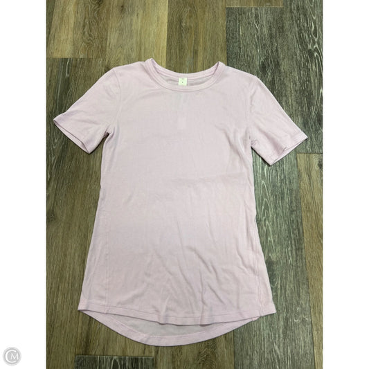 Athletic Top Short Sleeve By Lululemon In Pink, Size: 6