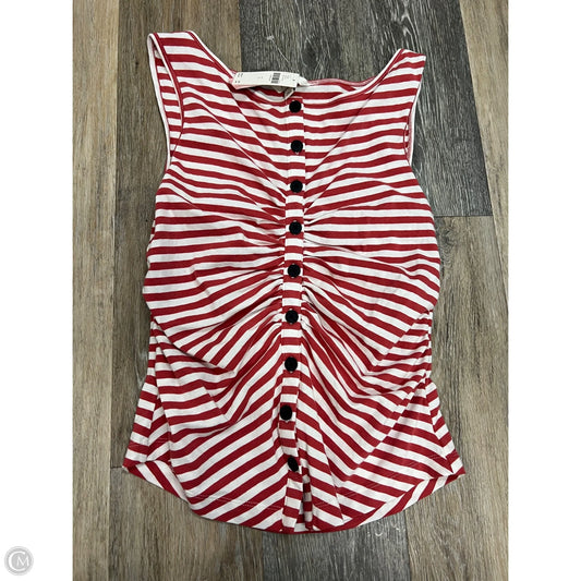 Top Sleeveless By Maeve In Red & White, Size: S