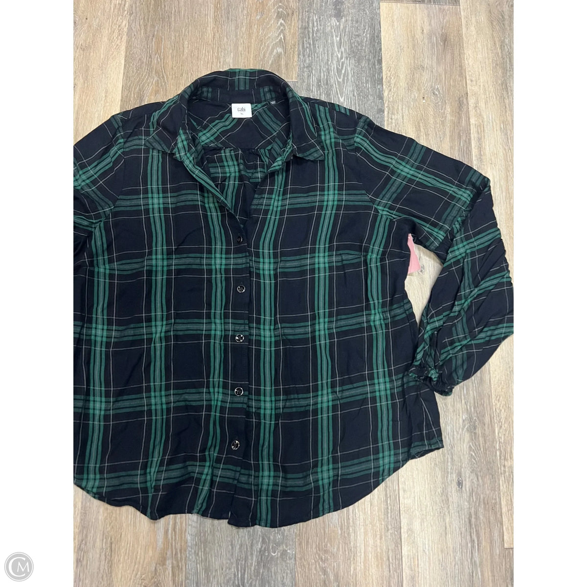 Blouse Long Sleeve By Cabi In Plaid Pattern, Size: Xl