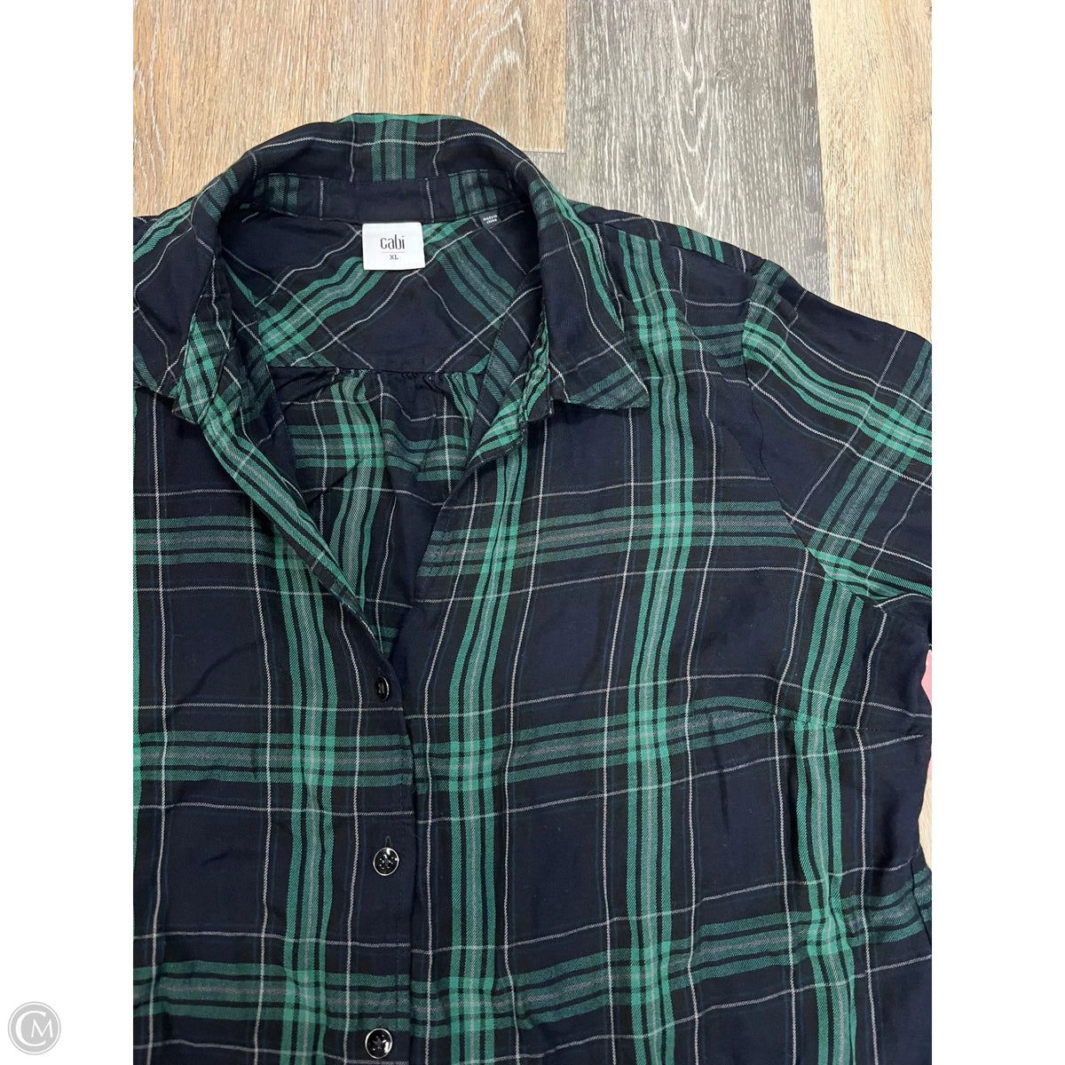 Blouse Long Sleeve By Cabi In Plaid Pattern, Size: Xl