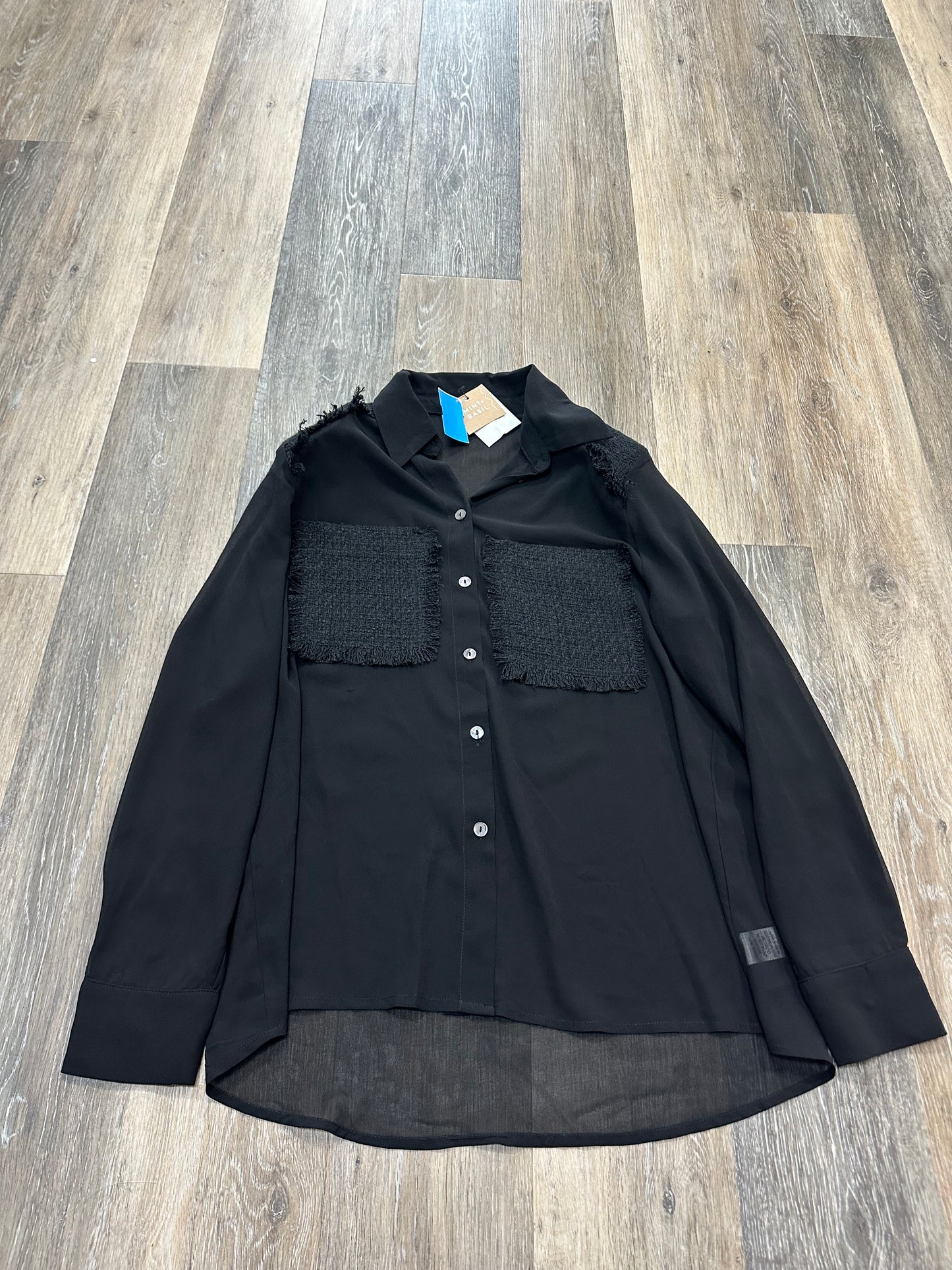 Black Blouse Long Sleeve Luxyusa, Size L