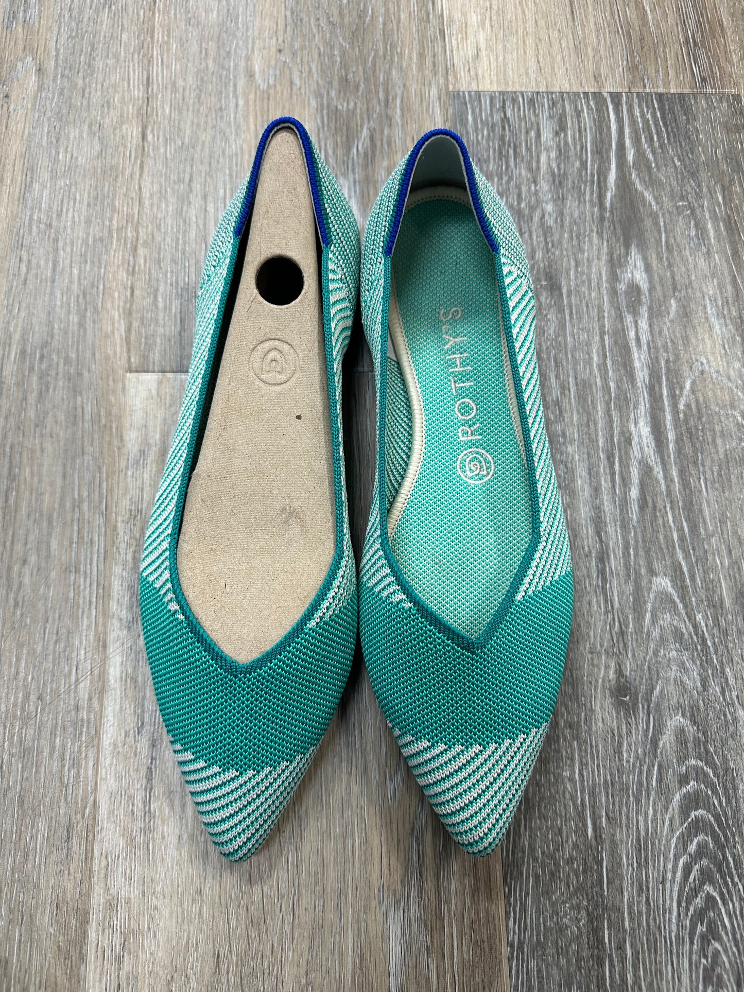 Teal Shoes Flats Rothys, Size 8.5