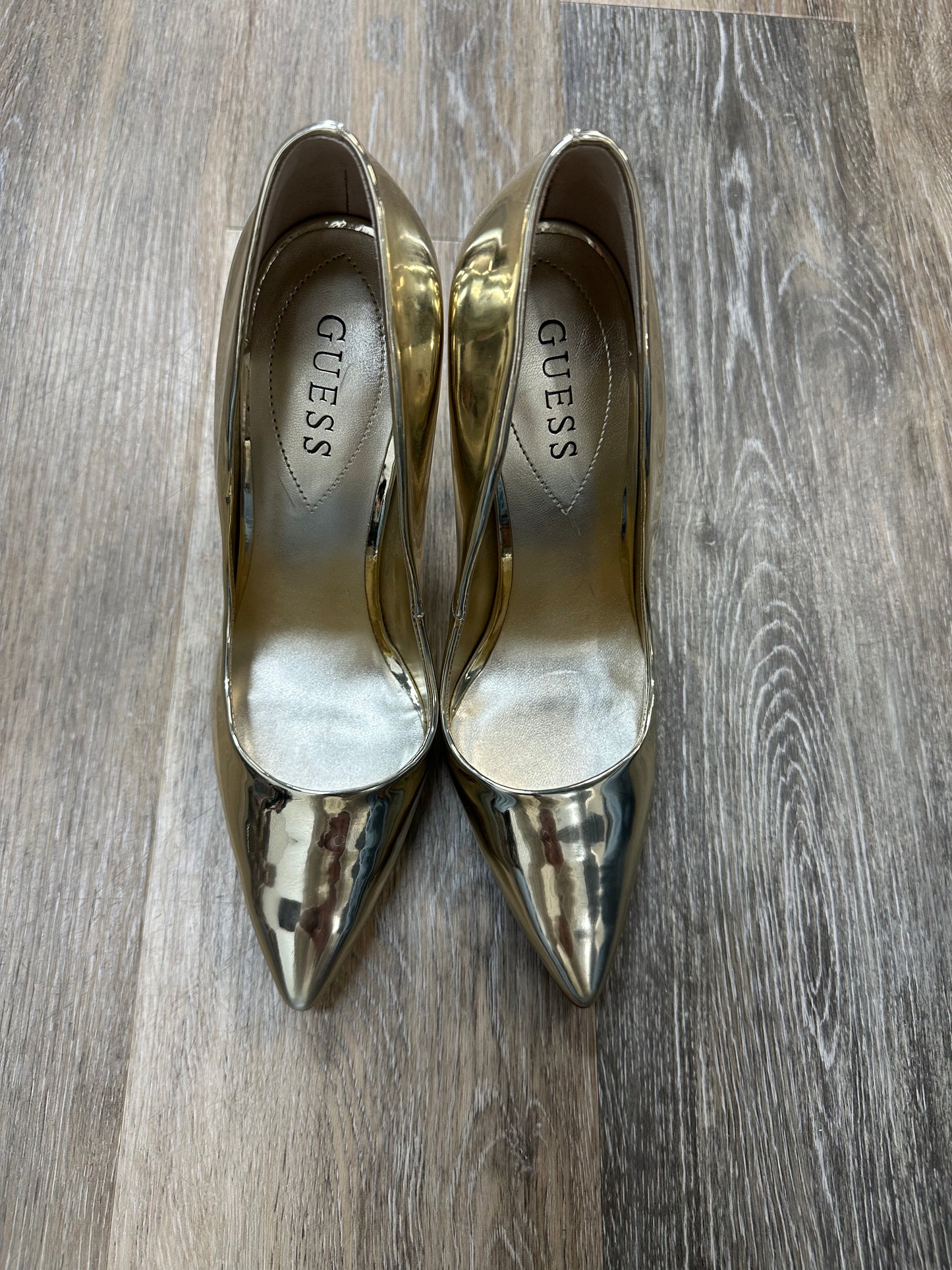 Shoes Heels Stiletto By Guess In Gold, Size: 7.5