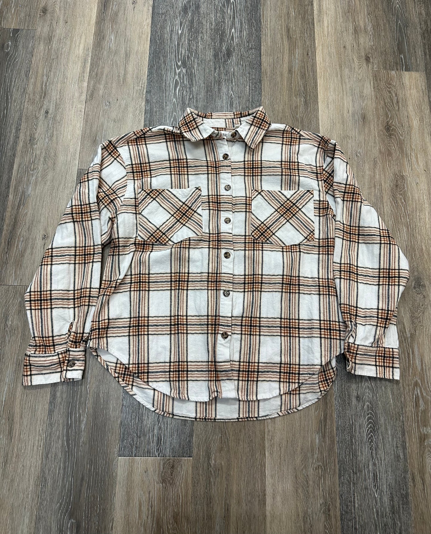 Blouse Long Sleeve By Bke In Plaid Pattern, Size: Xl