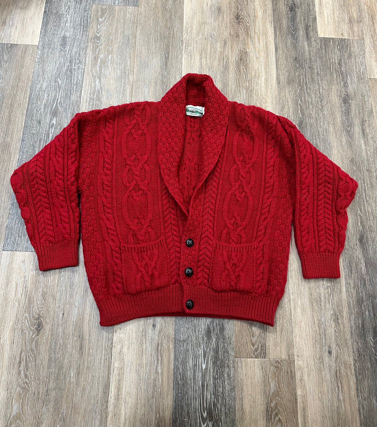 Sweater Cardigan By Arancrafts In Red, Size: L