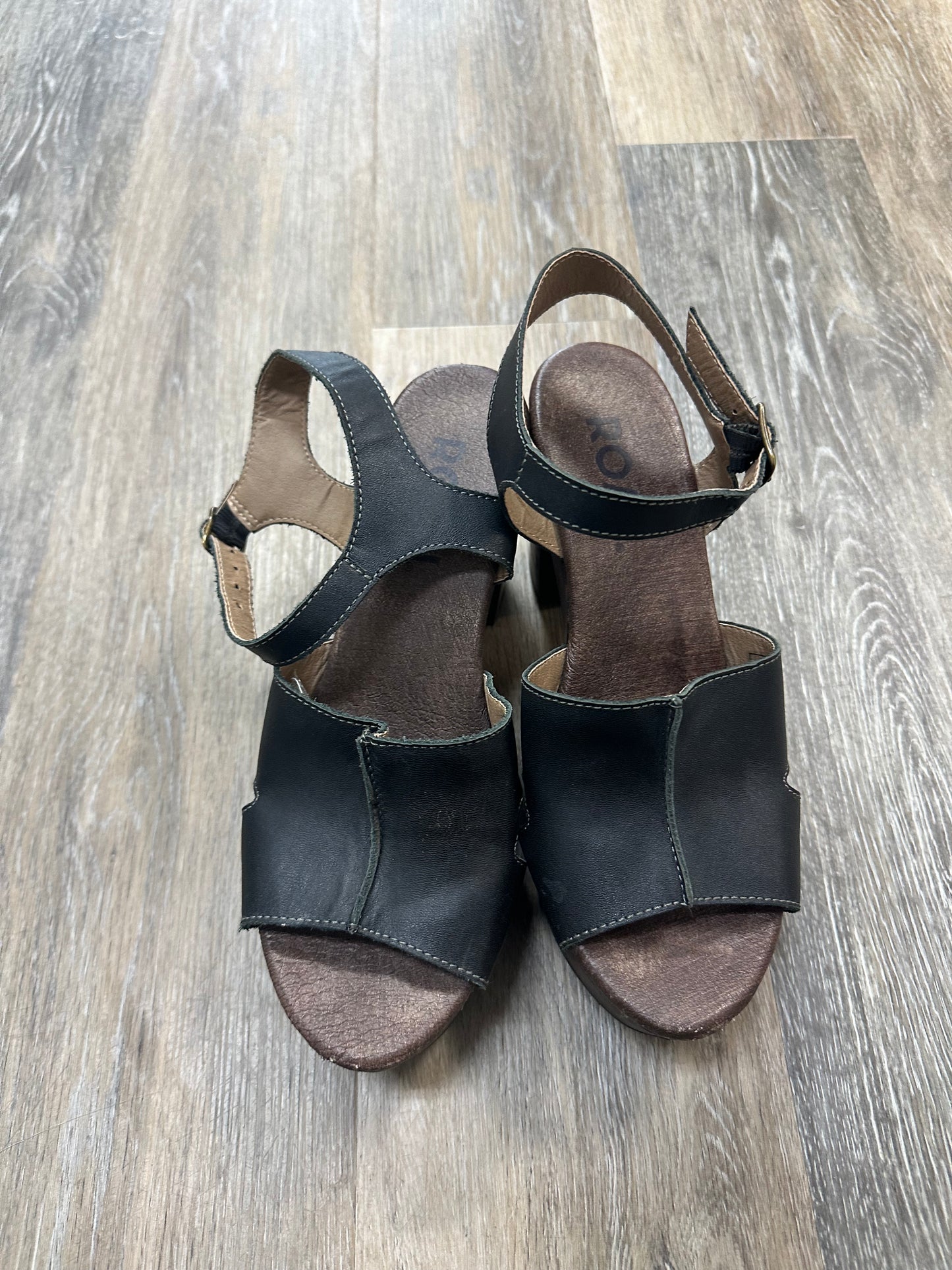 Black Sandals Heels Block Roan, Size 9