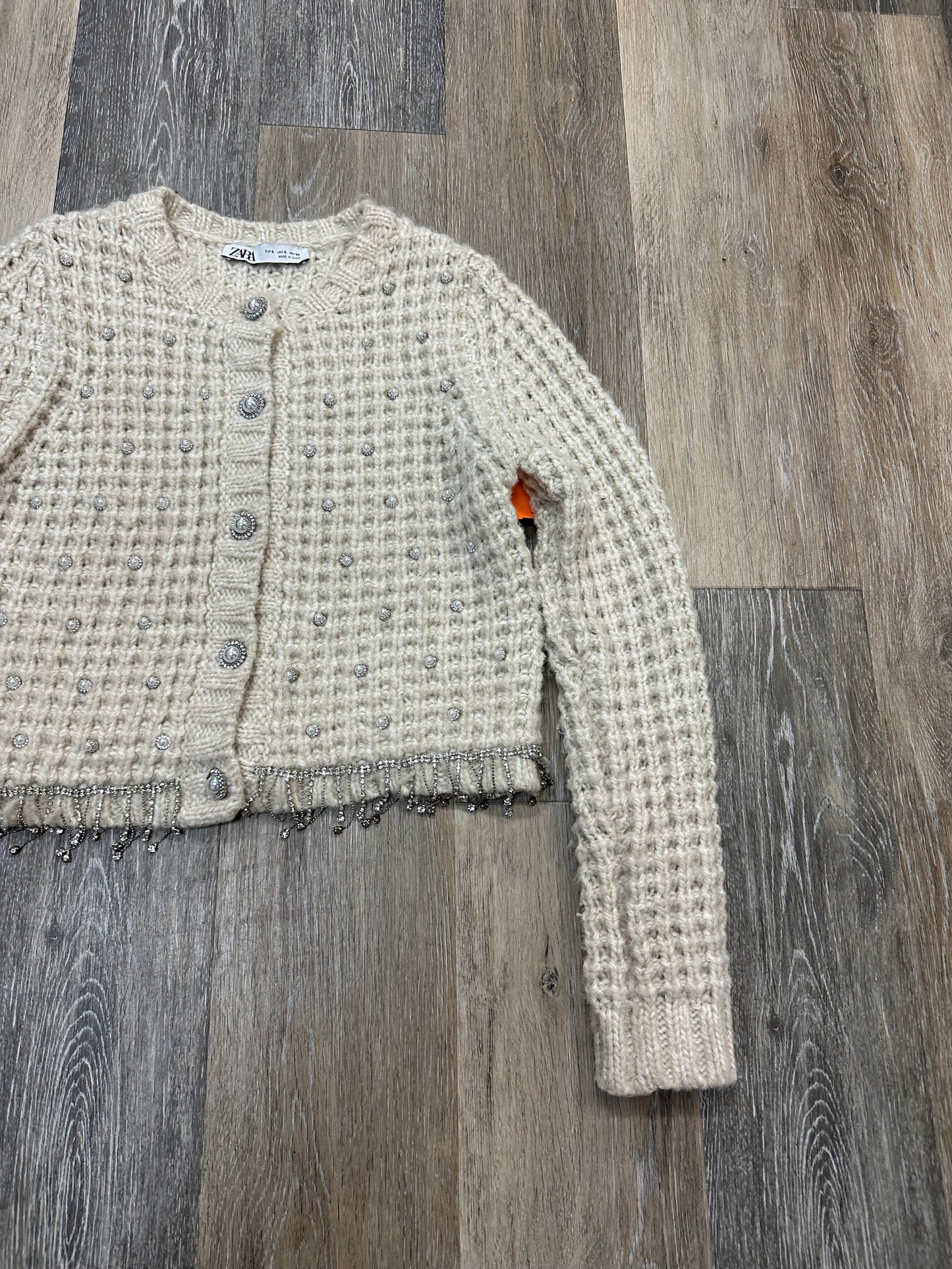 Sweater Cardigan By Zara In Cream, Size: S