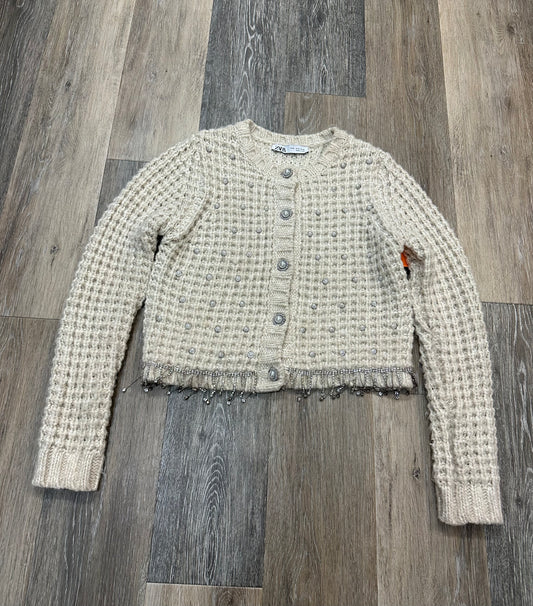 Sweater Cardigan By Zara In Cream, Size: S