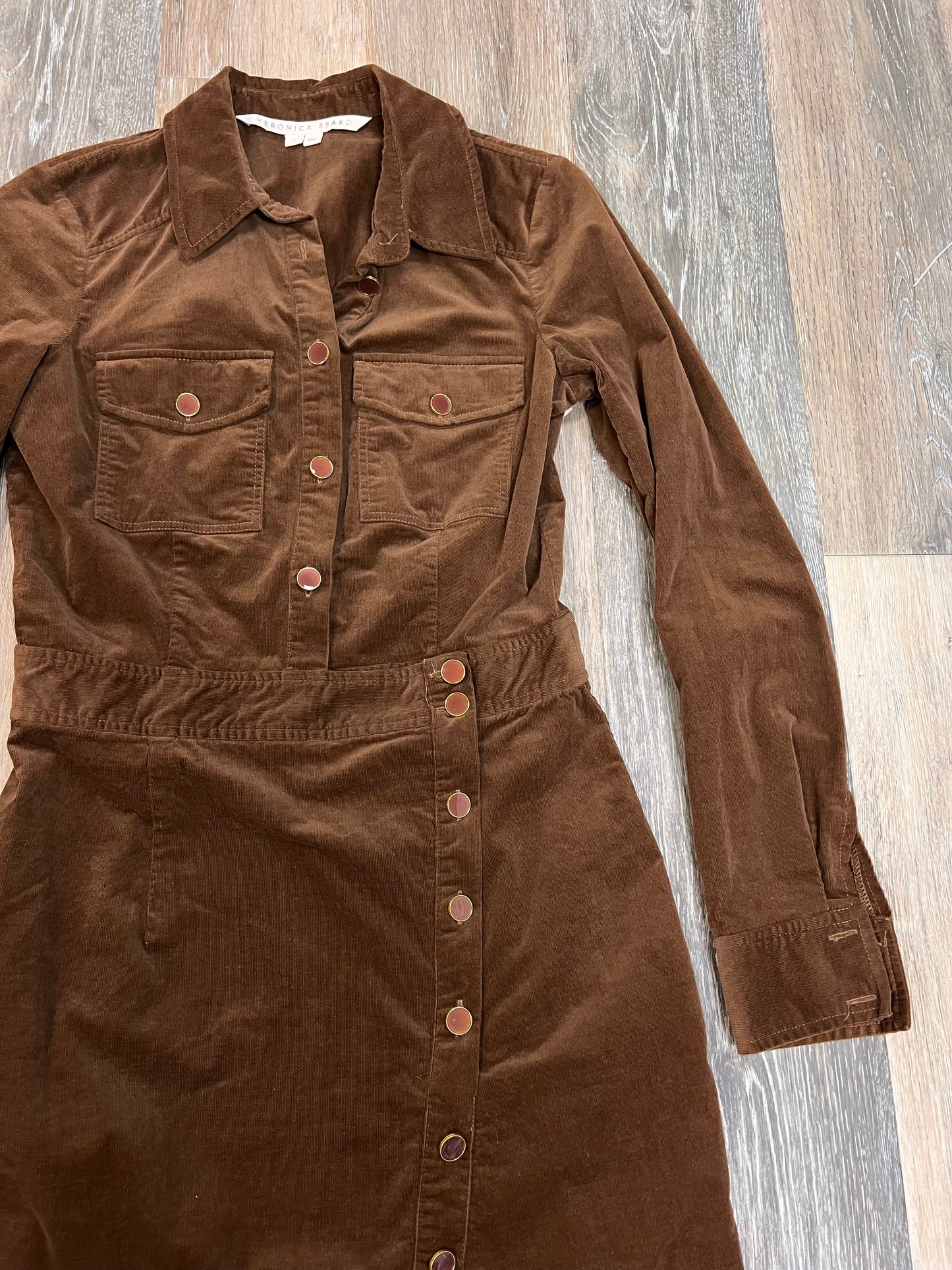 Dress Designer Casual Midi By Veronica Beard In Brown, Size: 4