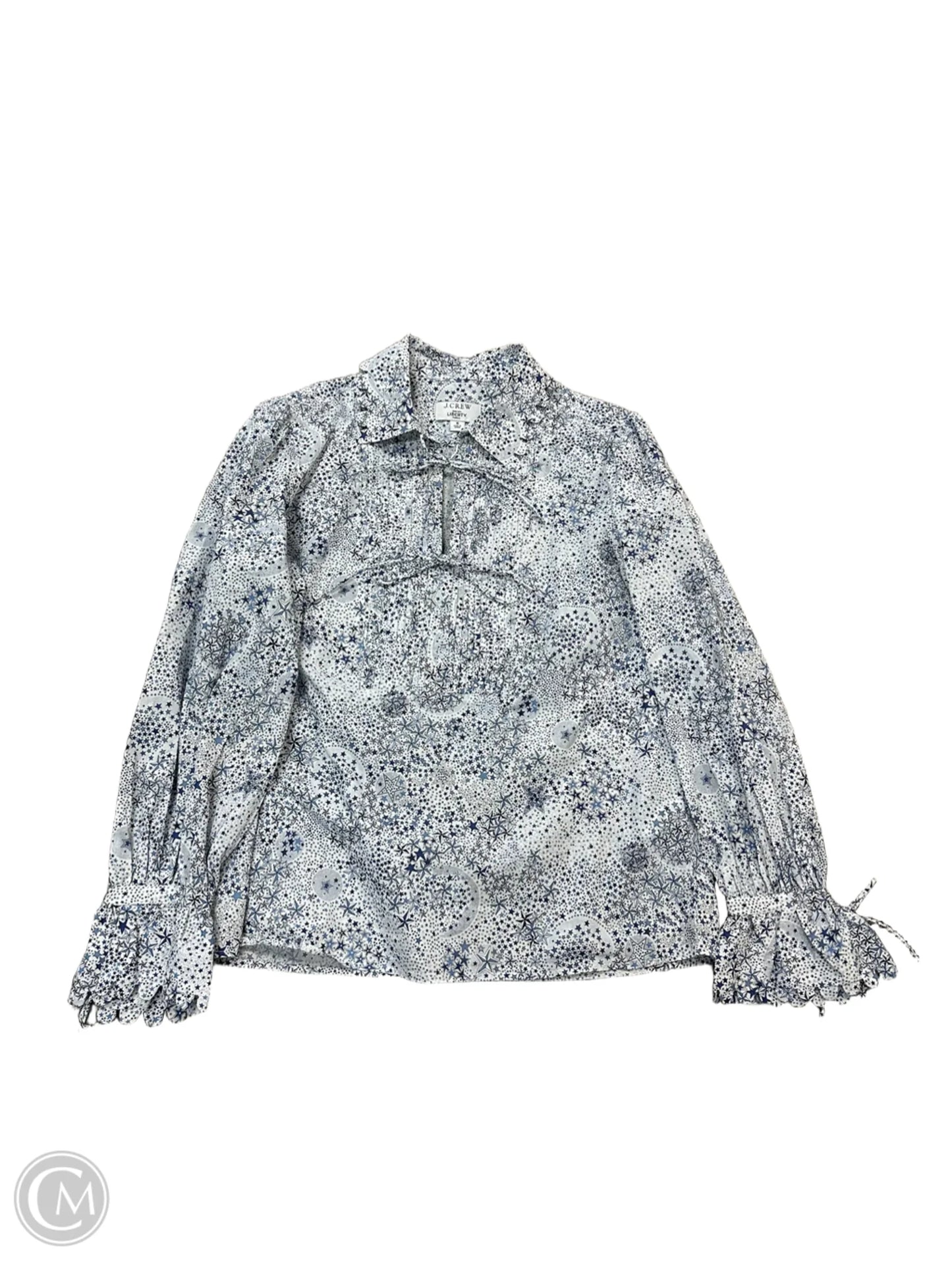 Blouse Long Sleeve By J. Crew In Blue & White, Size: S