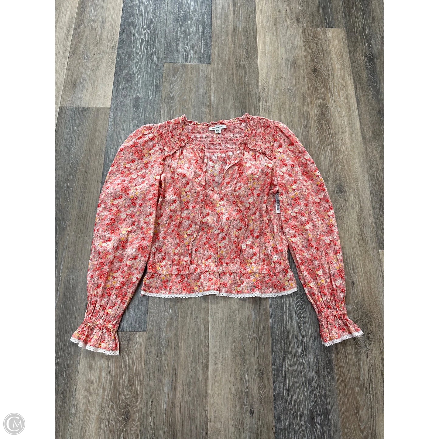 Blouse Long Sleeve By American Eagle In Floral Print, Size: M