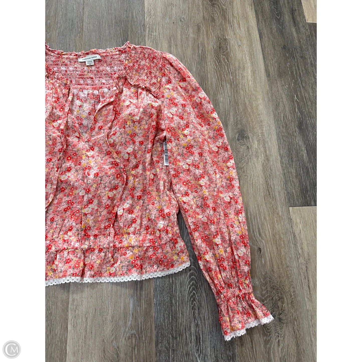 Blouse Long Sleeve By American Eagle In Floral Print, Size: M
