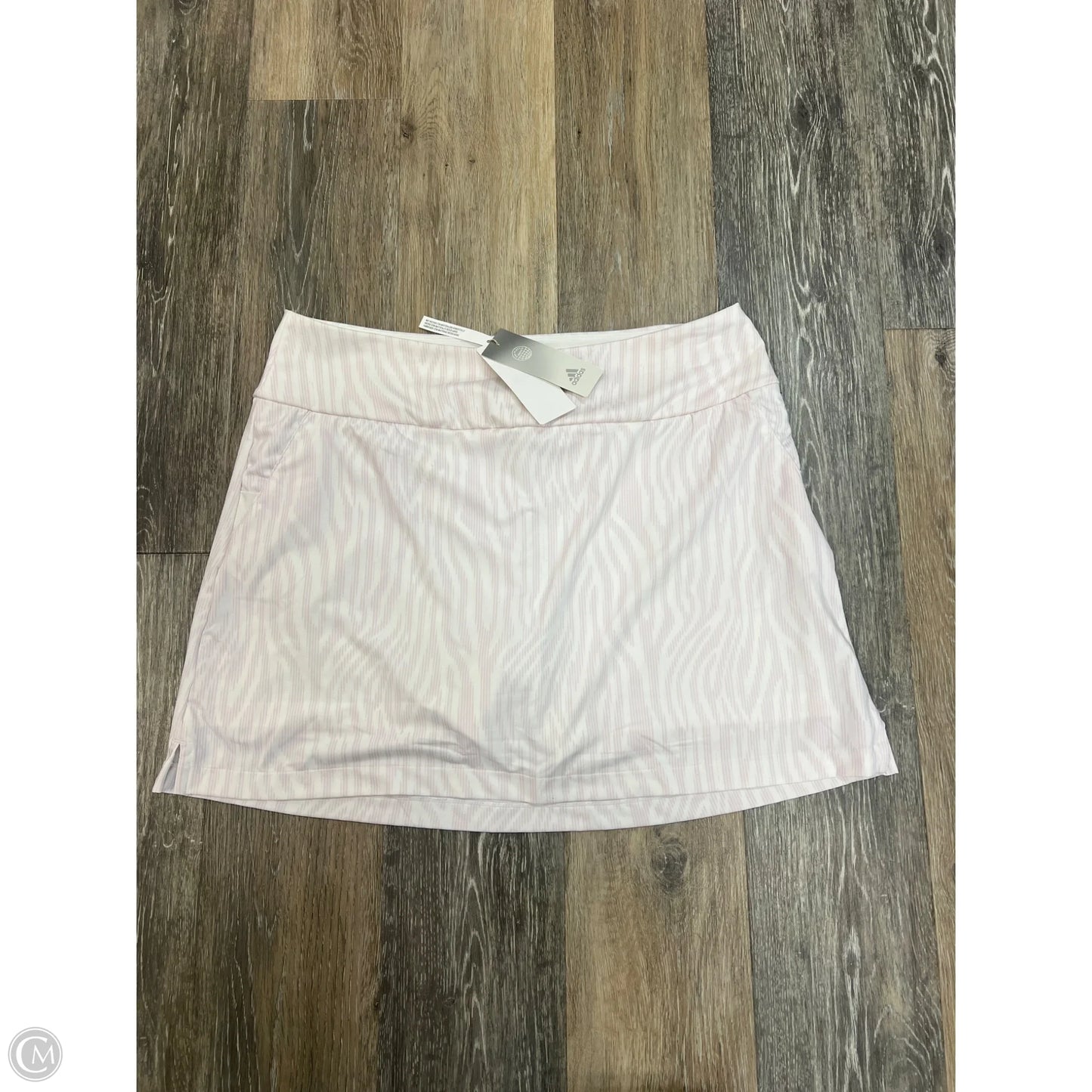 Athletic Skort By Adidas In Pink & White, Size: L