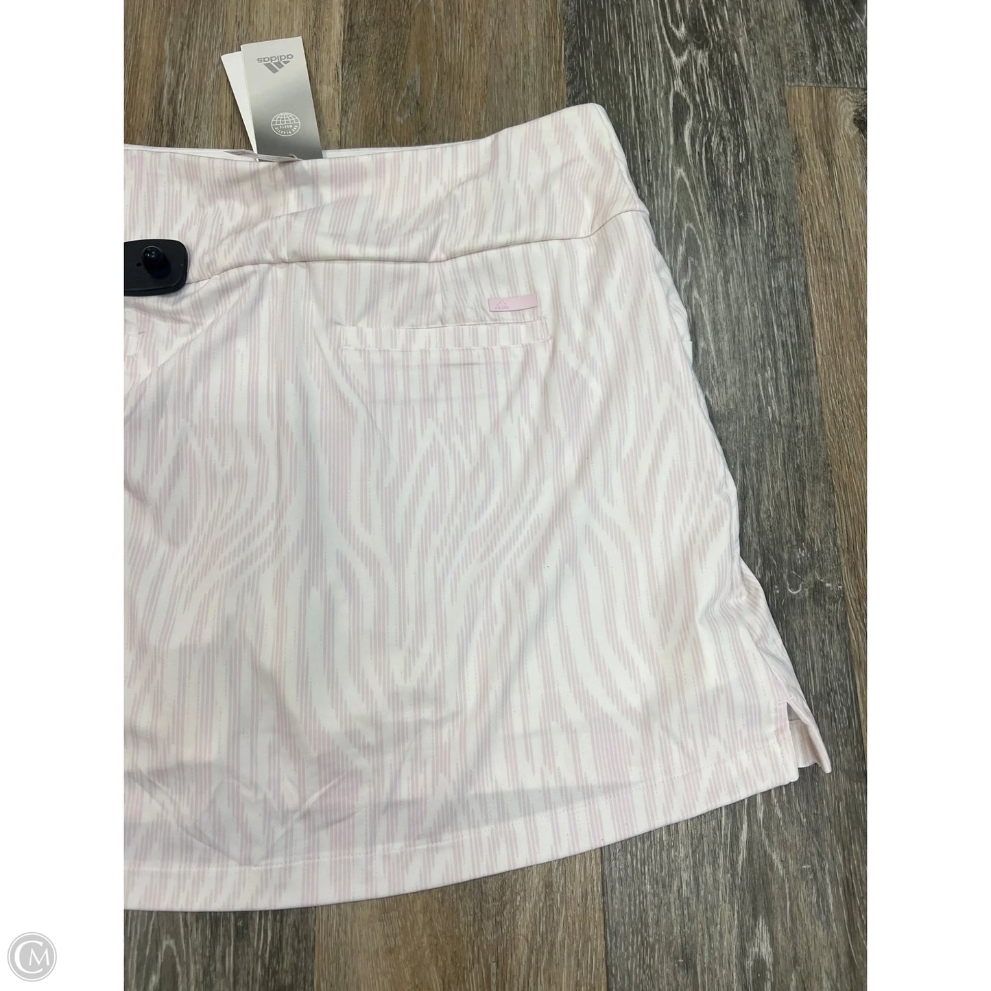 Athletic Skort By Adidas In Pink & White, Size: L