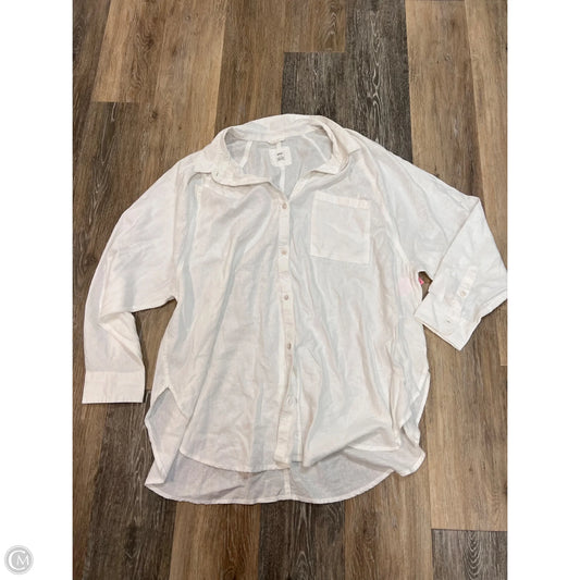 Blouse Long Sleeve By Aerie In White, Size: L