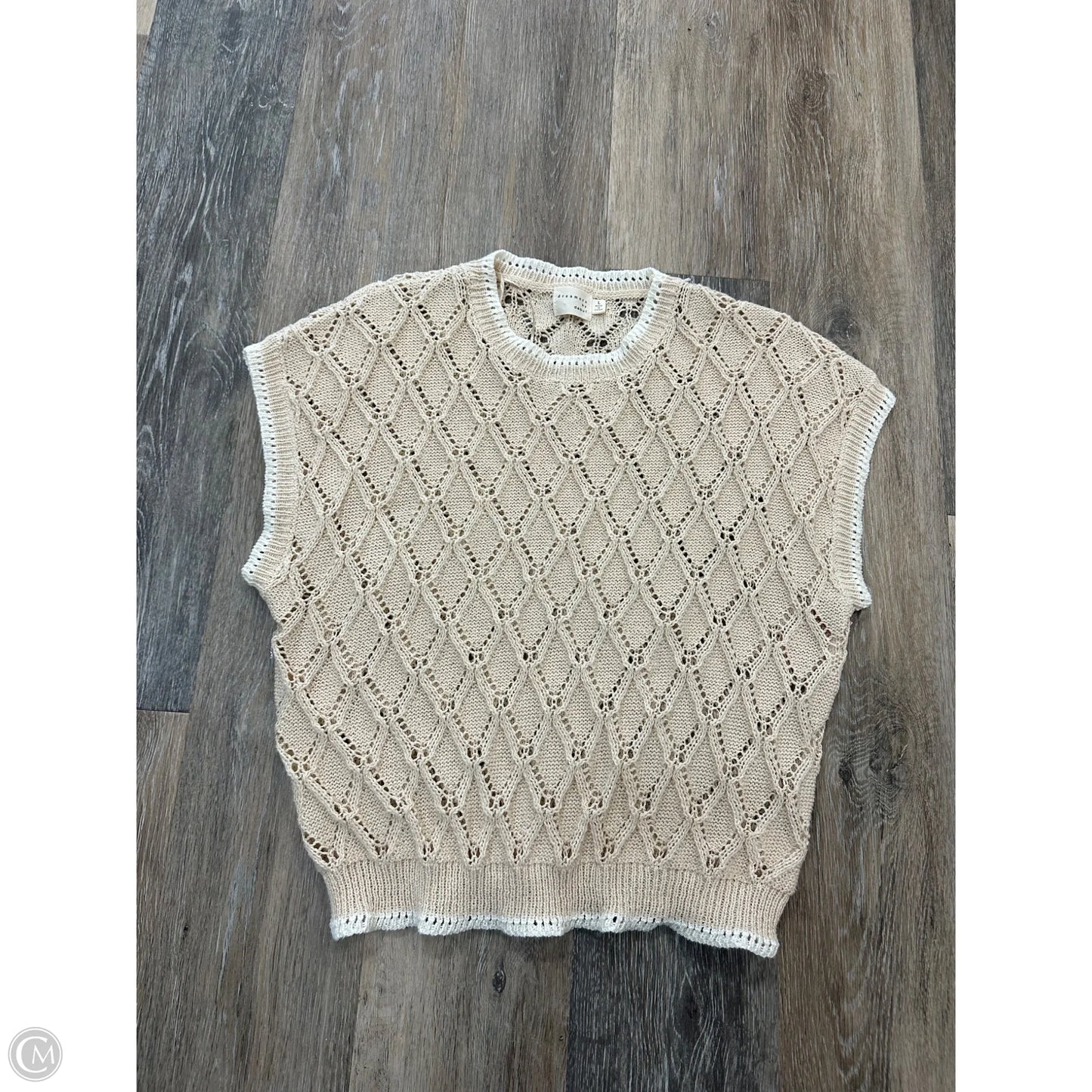 Blouse Short Sleeve By Dreamers In Cream, Size: L