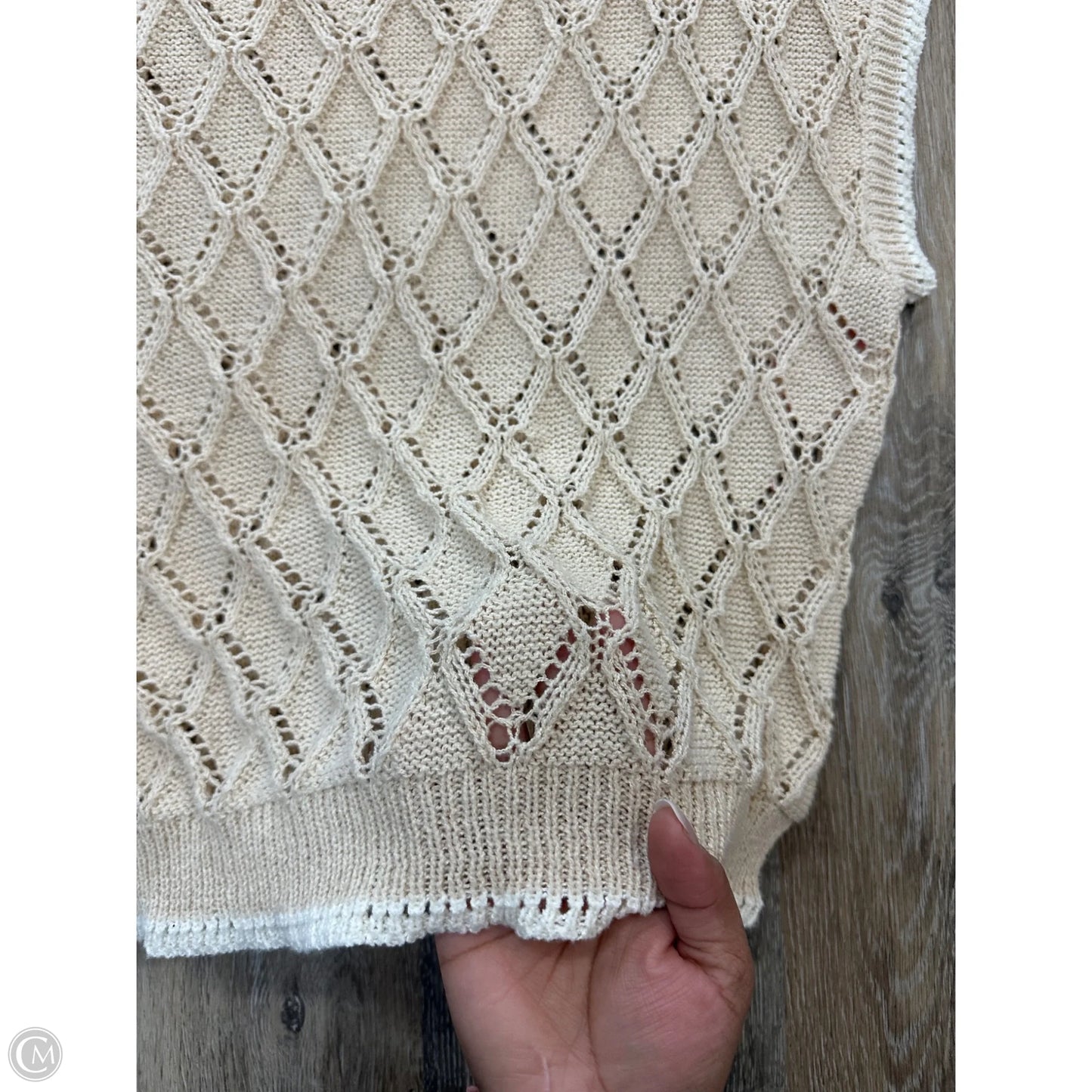 Blouse Short Sleeve By Dreamers In Cream, Size: L