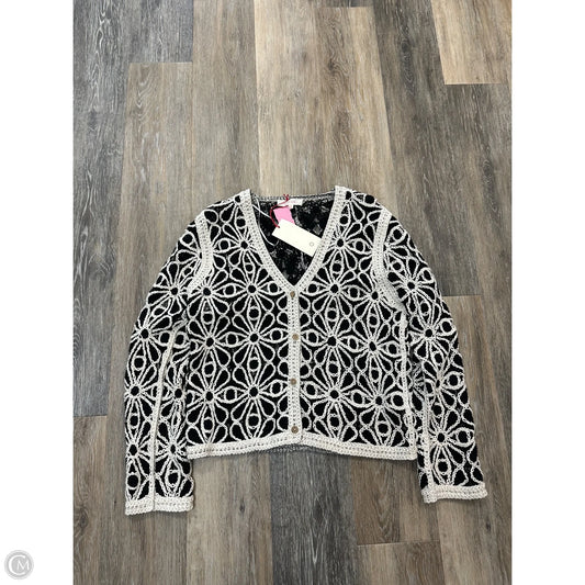 Sweater Cardigan By Solitaire In Black & White, Size: M