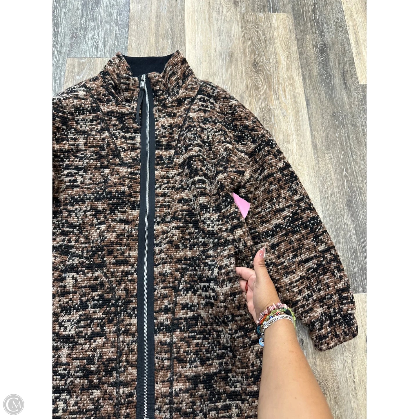 Jacket Faux Fur & Sherpa By Varley In Black & Tan, Size: S