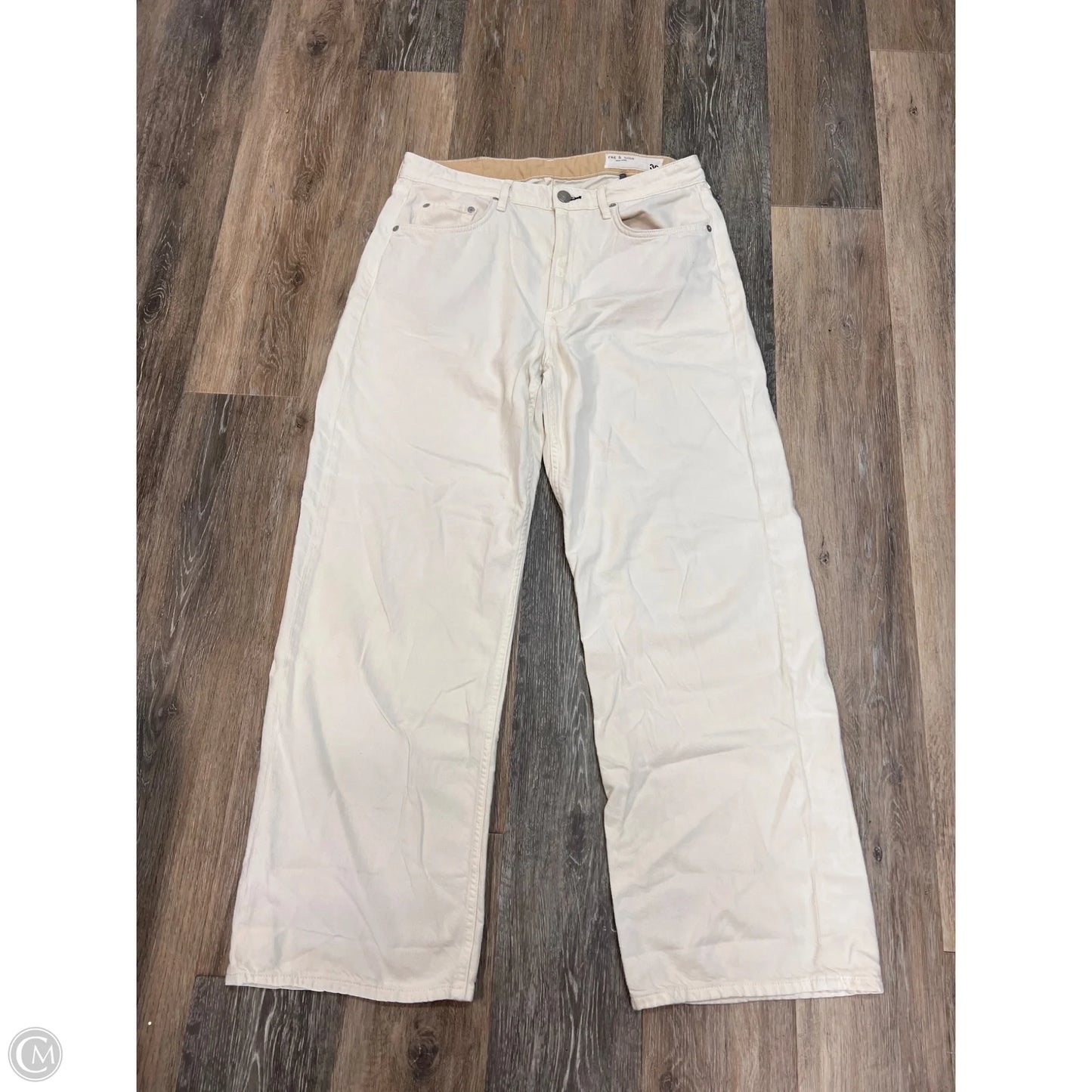 Jeans Wide Leg By Rag & Bones Jeans In White Denim, Size: 10/30