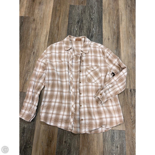 Blouse Long Sleeve By Nuuds In Plaid Pattern, Size: S