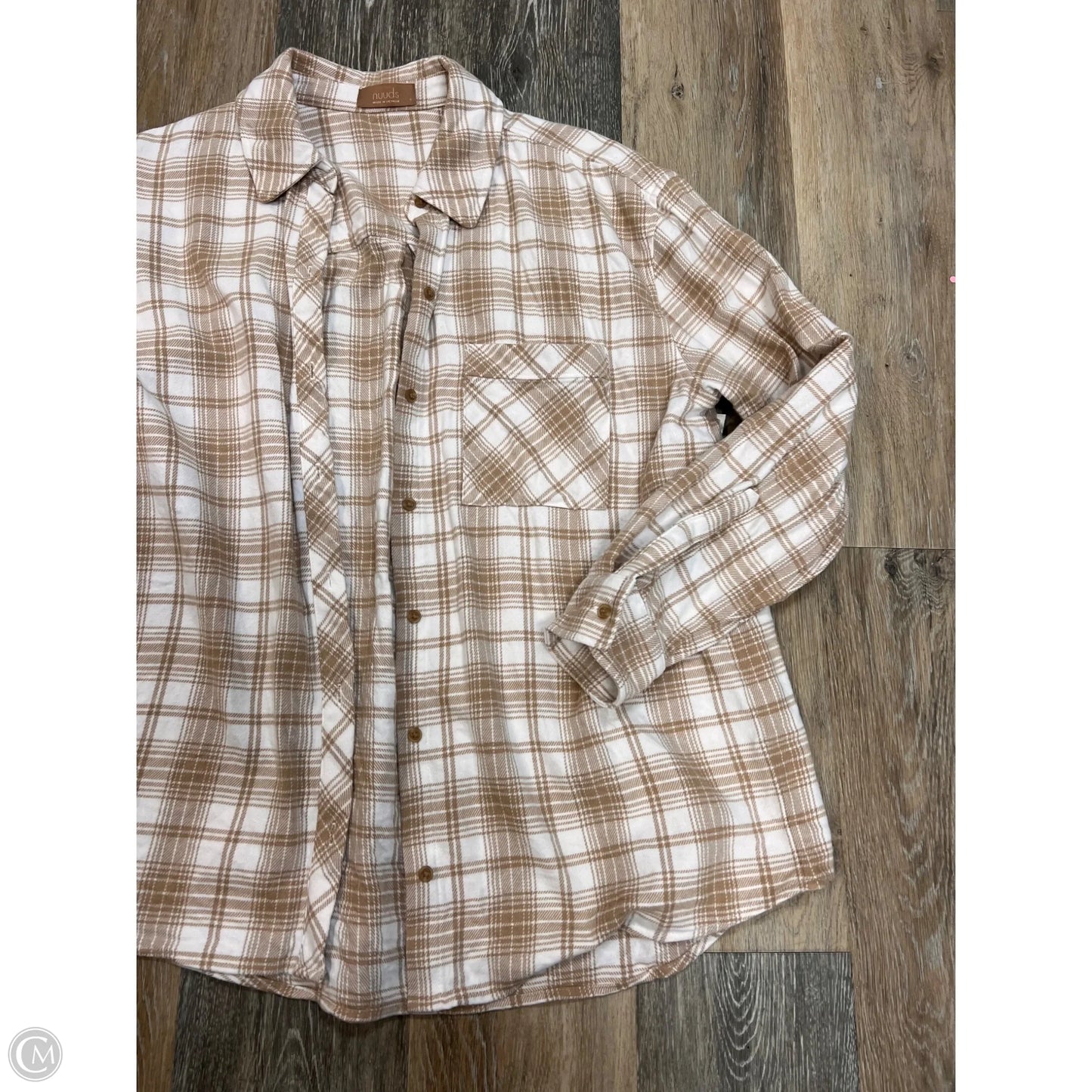 Blouse Long Sleeve By Nuuds In Plaid Pattern, Size: S