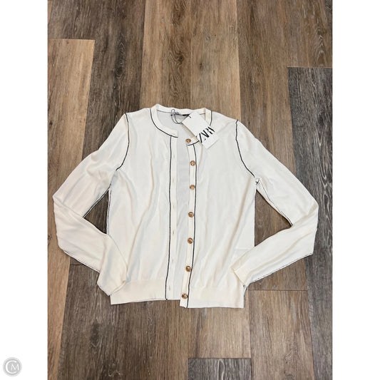 Sweater Cardigan By Zara In White, Size: S