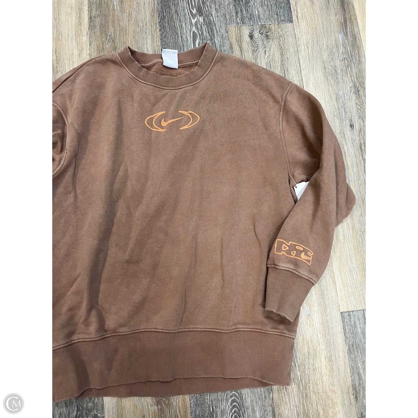 Athletic Sweatshirt Crewneck By Nike Apparel In Tan, Size: Xs