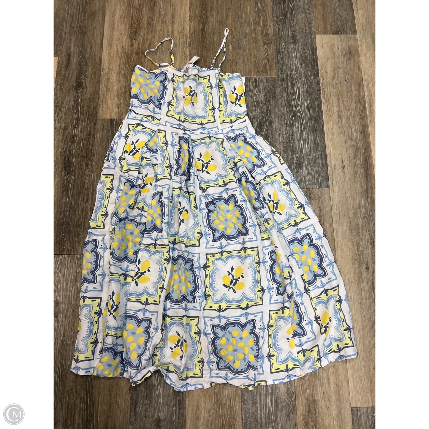 Dress Casual Maxi By Loft In White & Yellow, Size: 8