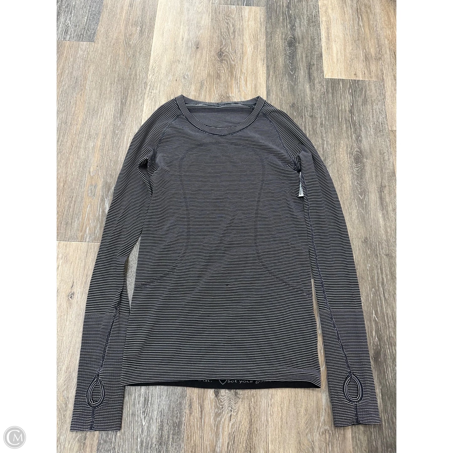 Athletic Top Long Sleeve Crewneck By Lululemon In Black & White, Size: 6