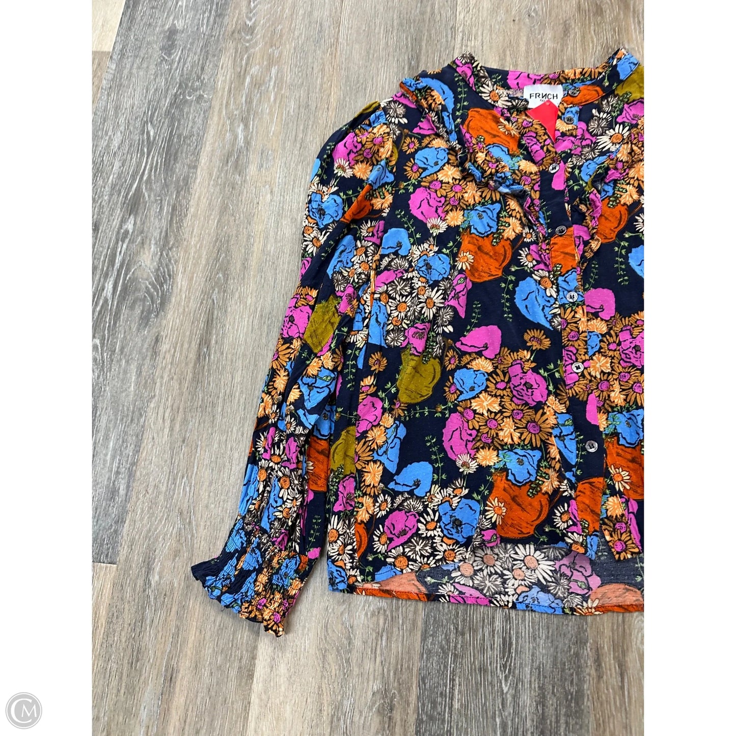 Blouse Long Sleeve By Frnch In Multi-colored, Size: L