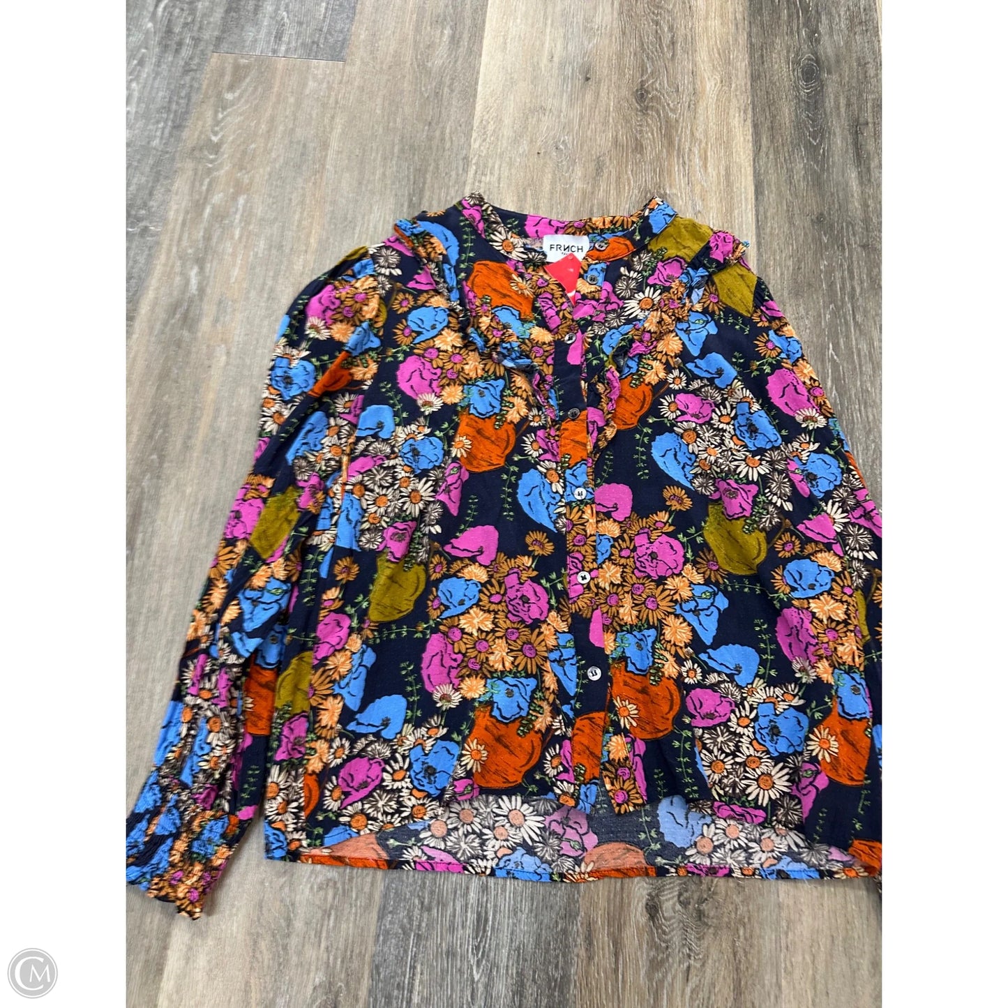 Blouse Long Sleeve By Frnch In Multi-colored, Size: L